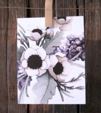 Lilac and Poppies Card