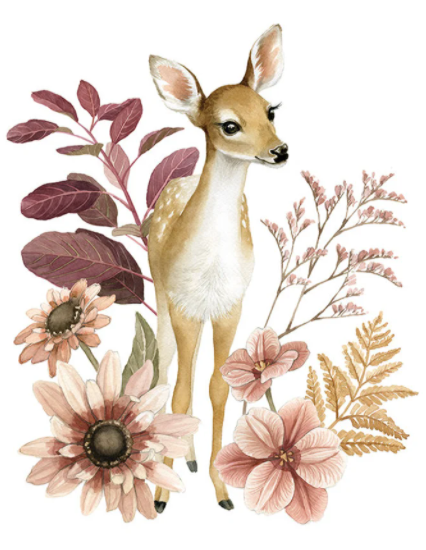 Deer with Flowers Card
