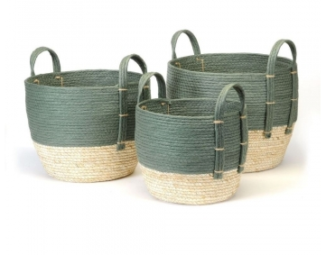 Green/Natural Cylinder Baskets