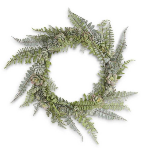 20 Inch Fern and Succulent Real Touch Wreath