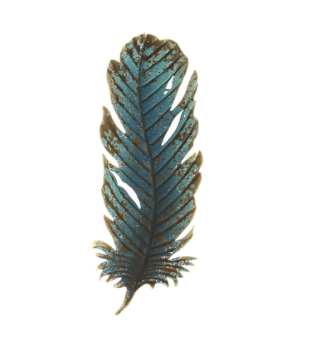 Small Iron Blue Feather Wall Decor