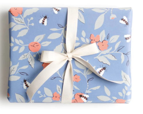 Floral Bee Gift Wrap Roll (3 sheets)