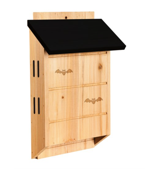 20" Natural Wood Bat House with Black Roof