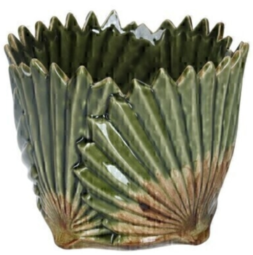 Antique Ceramic Fan Leaf Pot