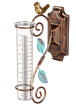 Mounted Rain Gauge: Bronze and Blue Patina