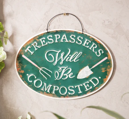 Printed Metal Hanging Garden Sign