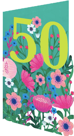 Summer Forest Lasercut 50th Birthday Card