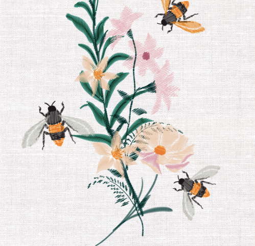 Floral Bees Luncheon Napkins