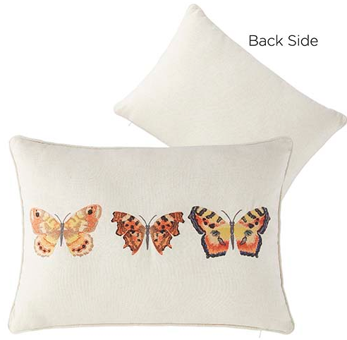 20" Butterfly Embroidered Lumbar Pillow
