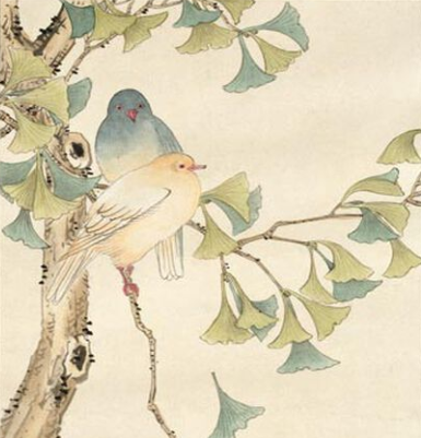 Doves on a Gingko Branch Card