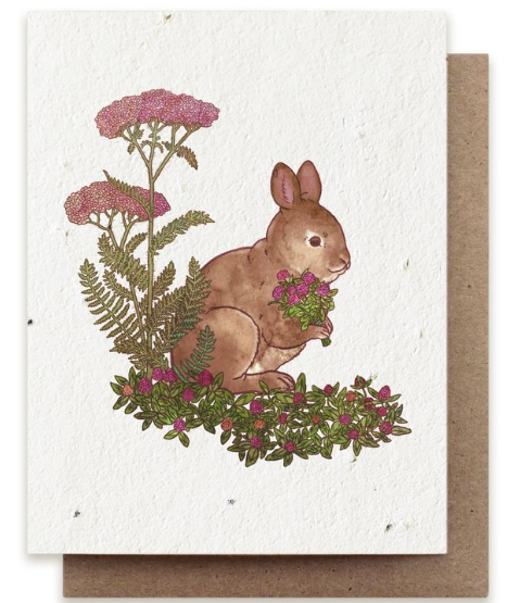 Rabbit Gathering Herbs Plantable Card