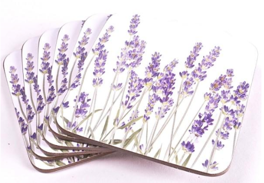 Set of 6 Lavender Coaster Set