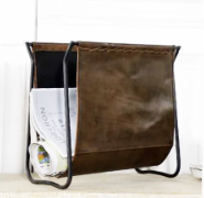 Iron and Leather Magazine Holder