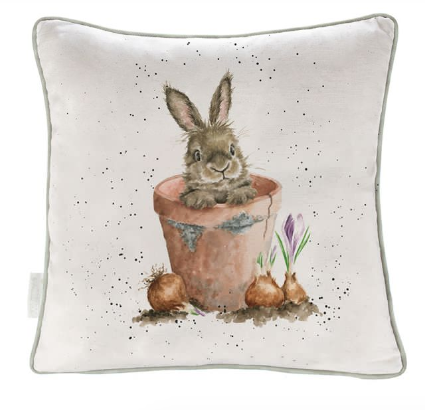 Flower Pot Bunny Square Cushion