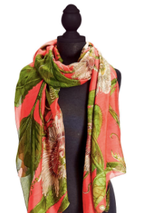 Coral Passion Flower Scarf