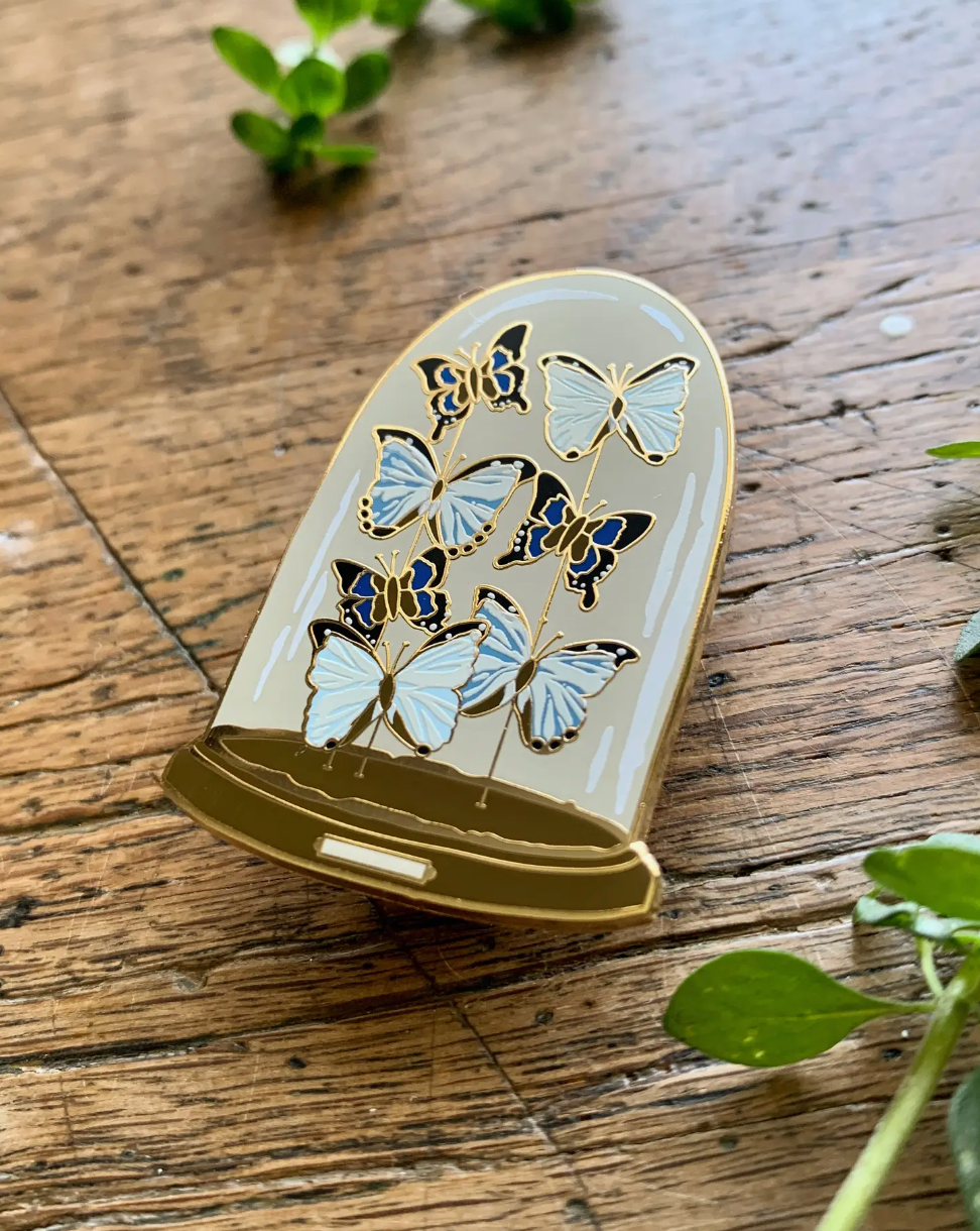 Victorian inspired Enamel Entomology Butterfly Dome Pin