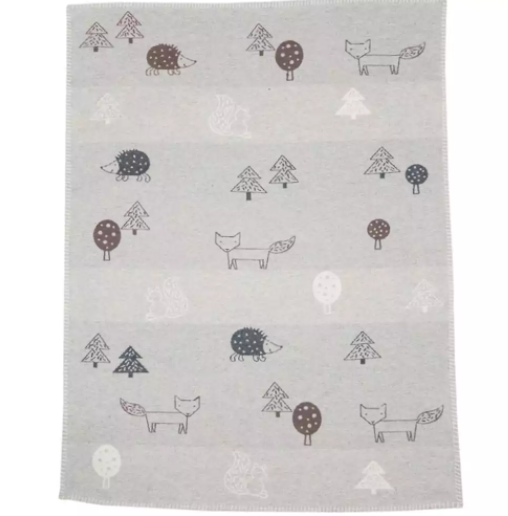 LENA Organic Cotton Forest Animals Blanket