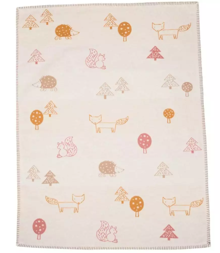 LENA Organic Cotton Forest Animals Blanket