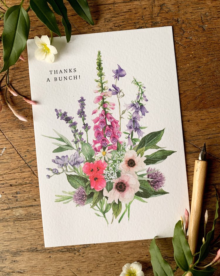 Thanks a Bunch! Floral Watercolour Greetings Card