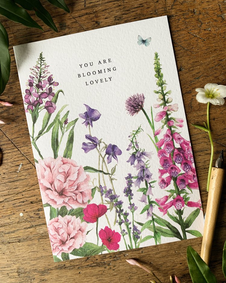 You Are Blooming Lovely - Floral Watercolour Greeting Card