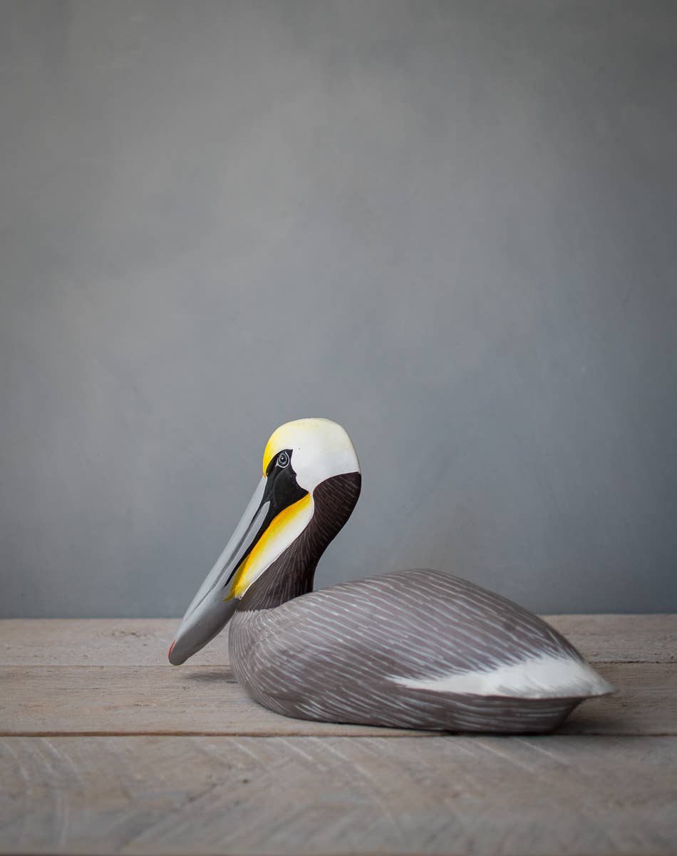 Aviologie - Pelican - Brown - Medium - Sitting - 12"L - Carved Ornament