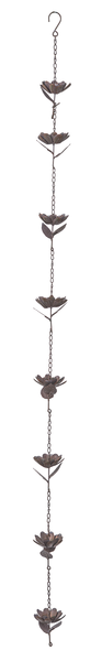 Patina Flower with Leaf Rain Chain