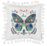 Boho Butterfly & Hummingbird Pillows with Pom Pom Trim