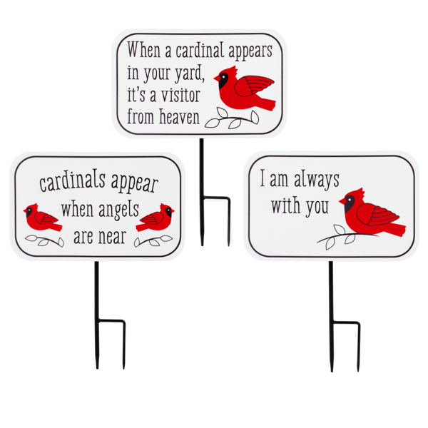 Cardinal with Memorial Text Mini Garden Stake