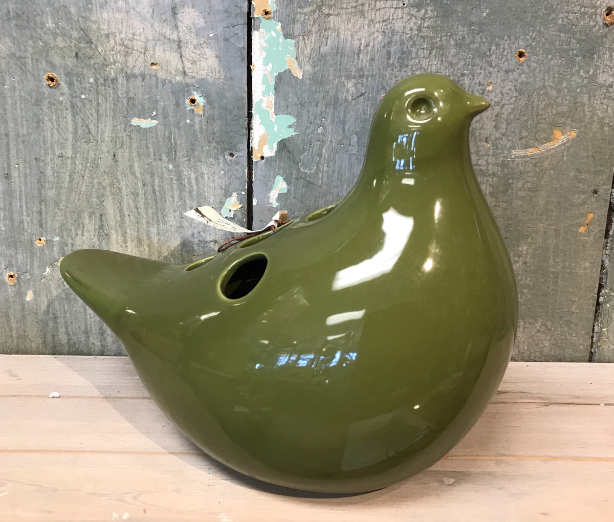 Moss Green Bird Flower Vase