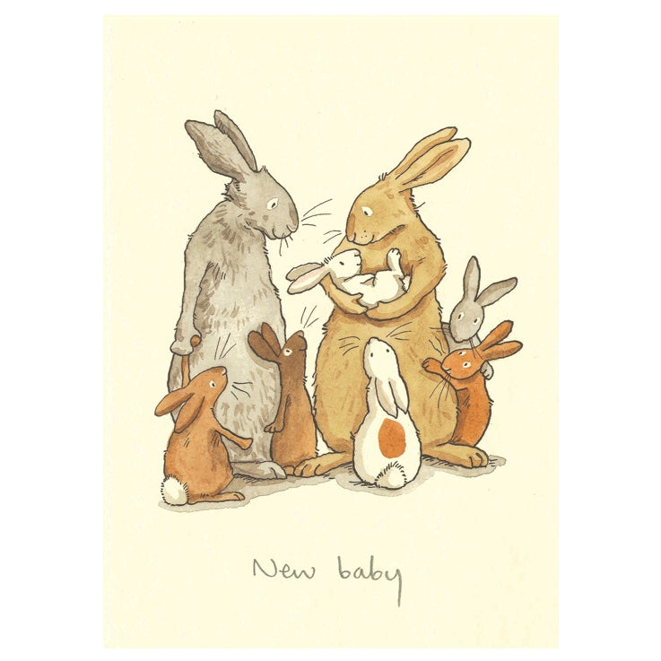 Baby Card: New Baby, Family of Bunnies