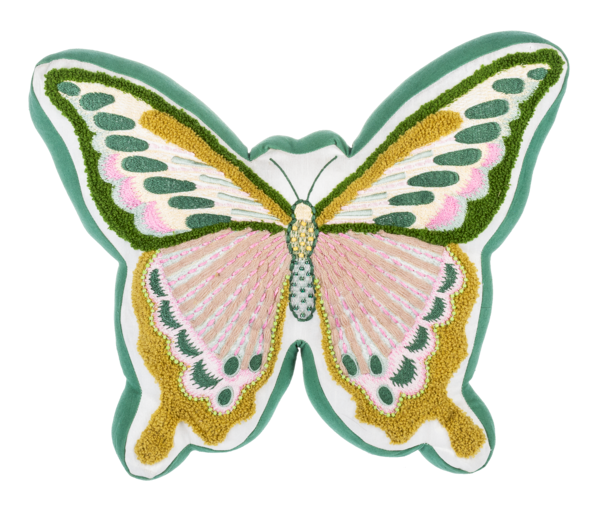 Embroidered Butterfly Pillow