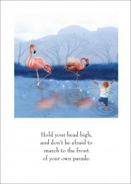 Congratulations Card- Flamingos Playing In The Water