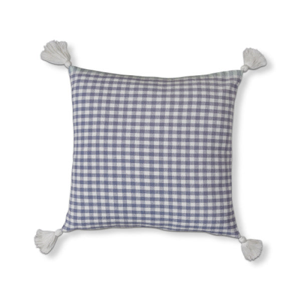 Gingham Woven Pillow - Blue