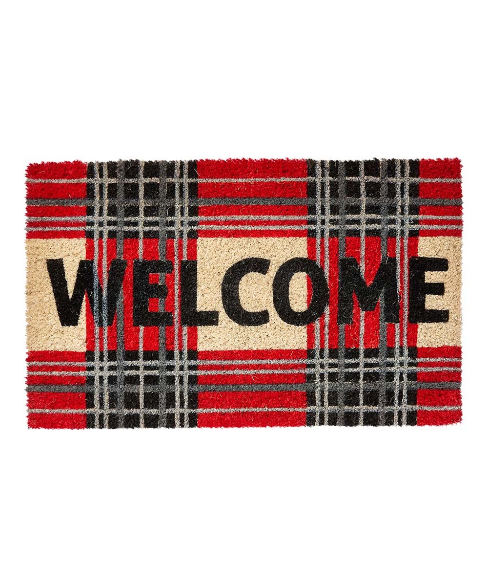 Welcome Plaid Doormat